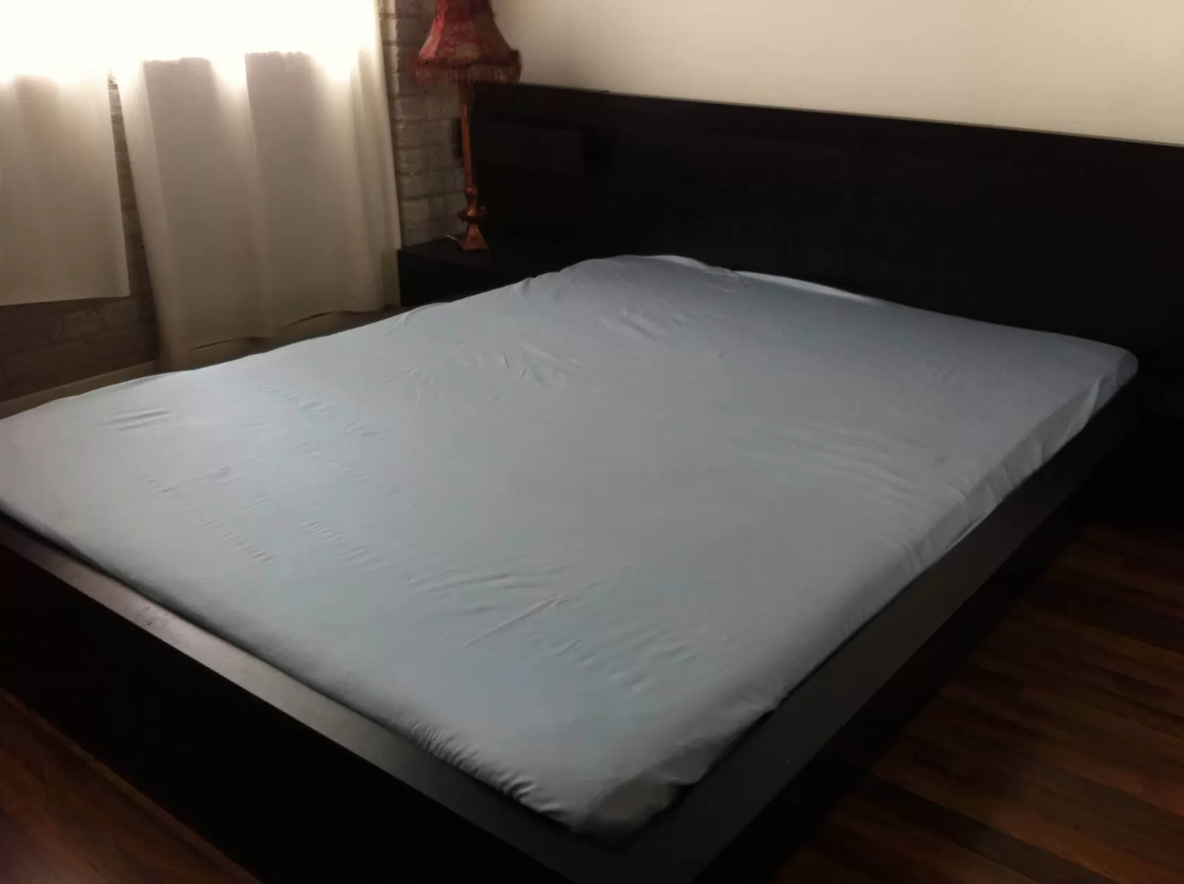 Blue sateen sheets
