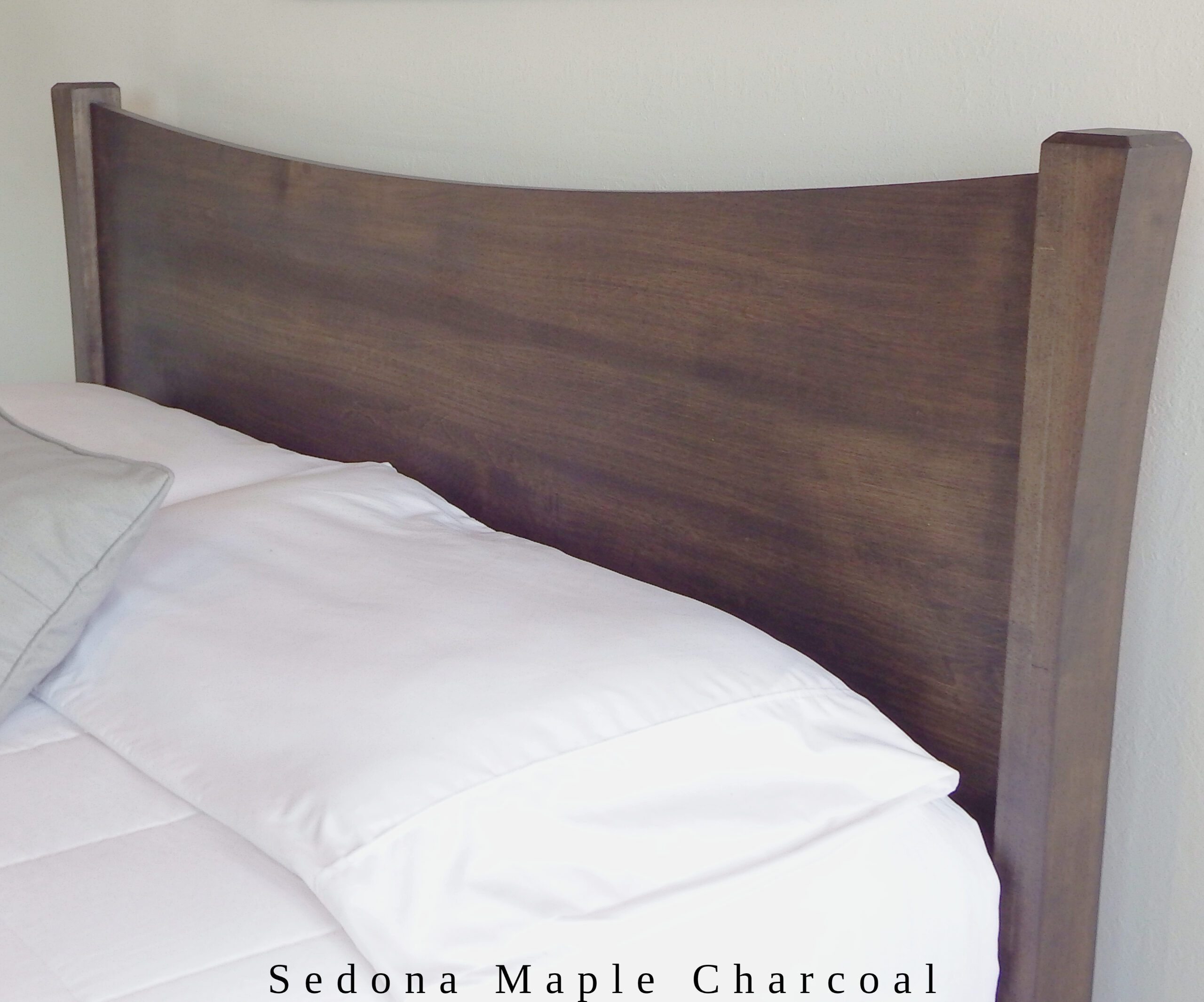 Solid Wood Bed Frame - Modern, Zero VOC Charcoal With Curves