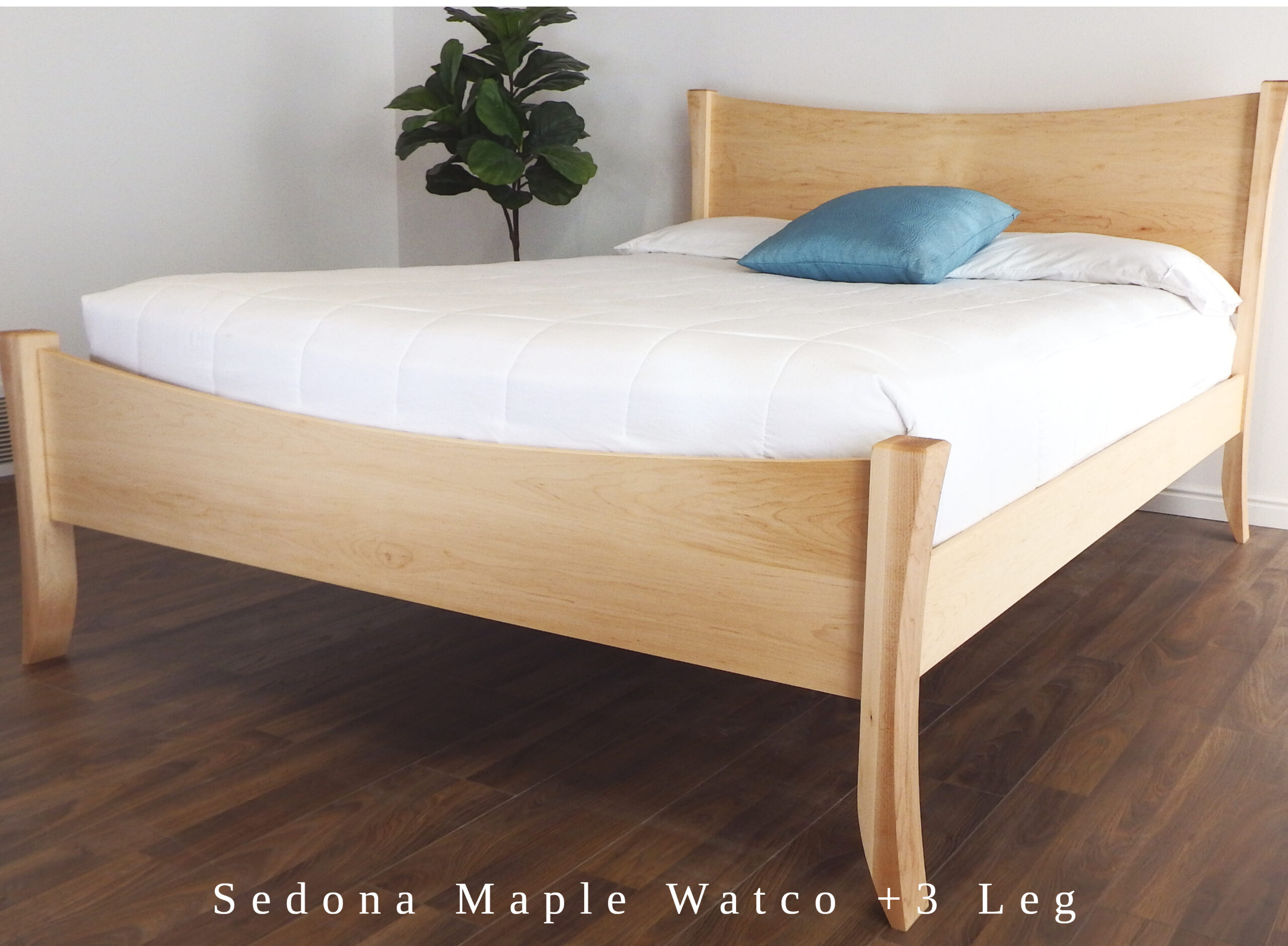 Untreated Solid Wood Bed Frame - Modern With Curves