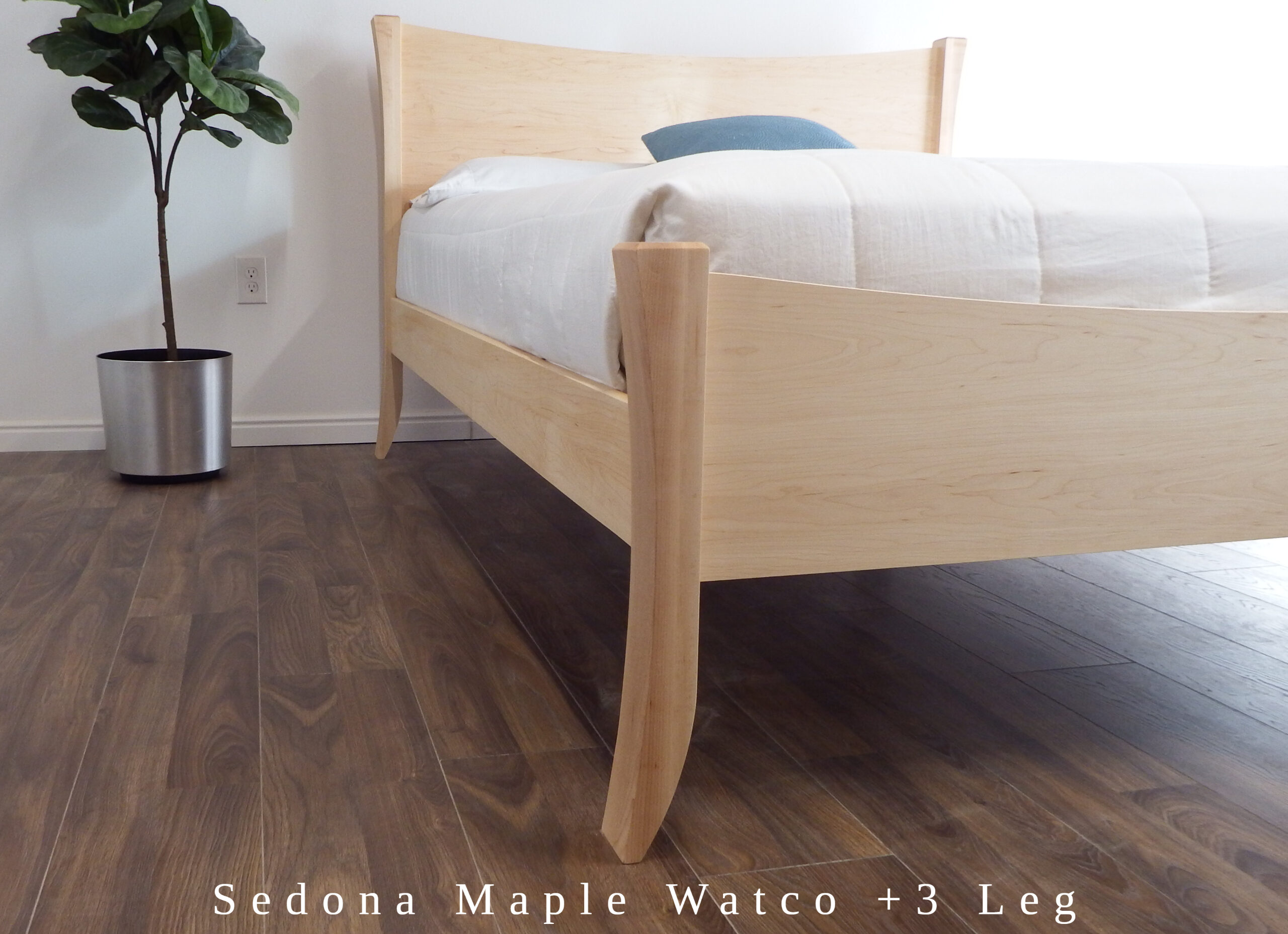 Untreated Solid Wood Bed Frame - Modern With Curves